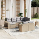 11-piece Garden Furniture Set with Cushions, Poly Rattan, Beige