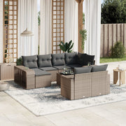 Loungeset 11-delig poly rattan grijs