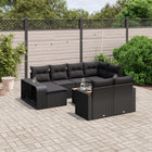 11-piece Loungeset with cushions poly rattan black