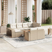 Tuinset 11-delig poly rattan beige met kussens