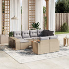 11-piece Garden Furniture Set with Cushions, Poly Rattan, Beige