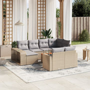 11-piece Garden Furniture Set with Cushions, Poly Rattan, Beige