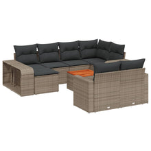 11-Delige Loungeset Met Kussens Poly Rattan Grijs