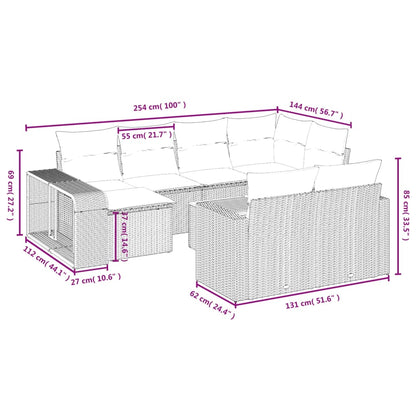 11-Delige Loungeset Met Kussens Poly Rattan Grijs