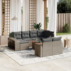 11-piece Lounge Set with cushions poly rattan grey
