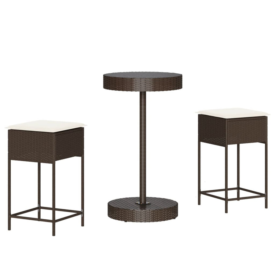 3-Delige Tuinbarset Met Kussens Poly Rattan 2