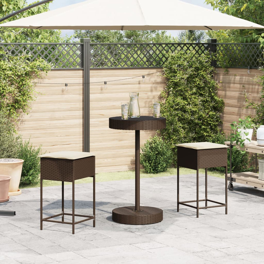 3-Delige Tuinbarset Met Kussens Poly Rattan 2
