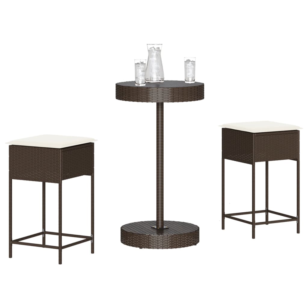 3-Delige Tuinbarset Met Kussens Poly Rattan 2