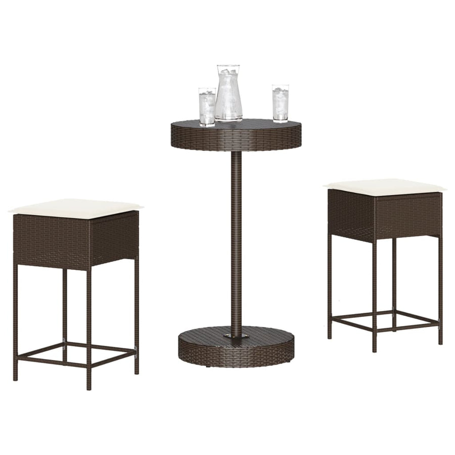 3-Delige Tuinbarset Met Kussens Poly Rattan 2