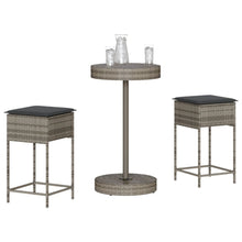3-delige Tuinbarset met kussens poly rattan grijs