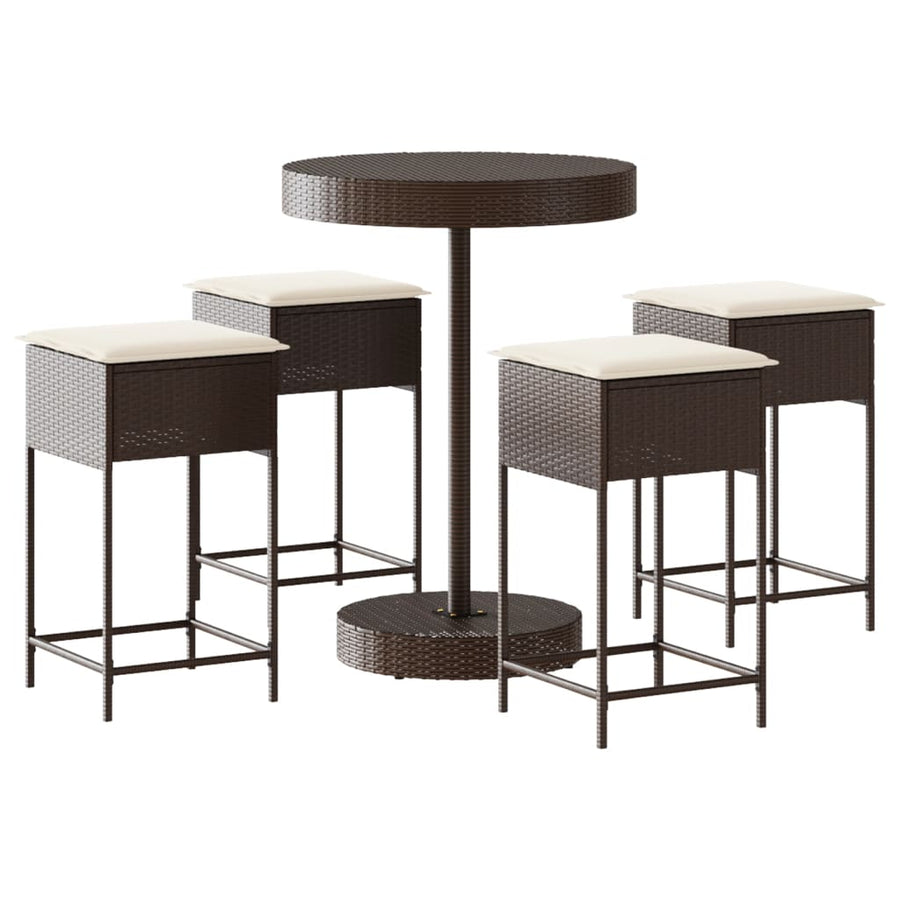 5-Delige Tuinbarset Met Kussens Poly Rattan 4