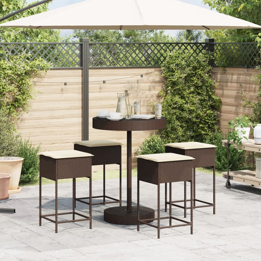 5-Delige Tuinbarset Met Kussens Poly Rattan 4
