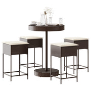 Tuinbarset 5-delig poly rattan bruin