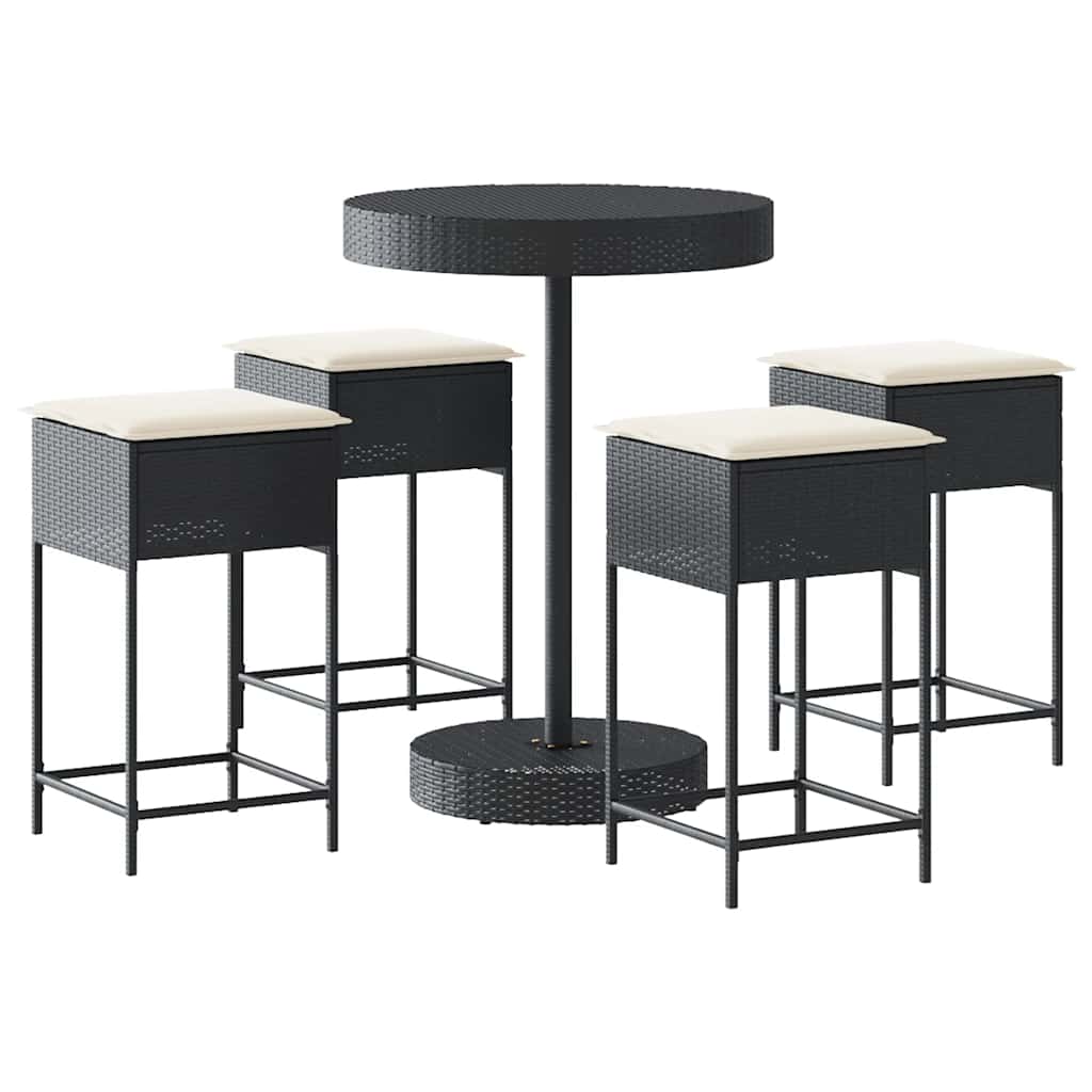 5-Delige Tuinbarset Met Kussens Poly Rattan 4