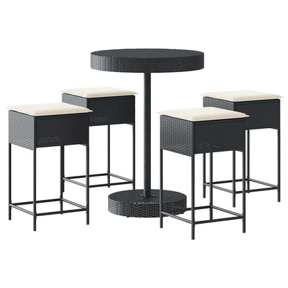 5-Delige Tuinbarset Met Kussens Poly Rattan 4