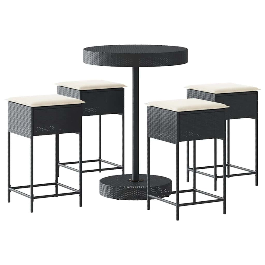 5-Delige Tuinbarset Met Kussens Poly Rattan 4
