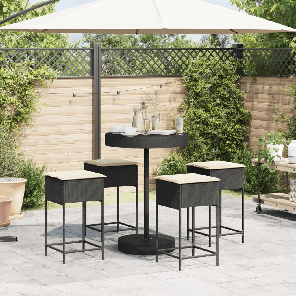 5-Delige Tuinbarset Met Kussens Poly Rattan 4