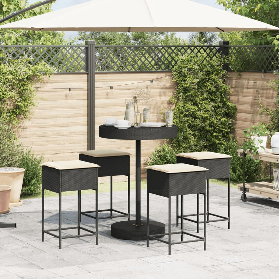 5-Delige Tuinbarset Met Kussens Poly Rattan 4