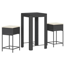 3-Delige Tuinbarset Met Kussens Poly Rattan Zwart