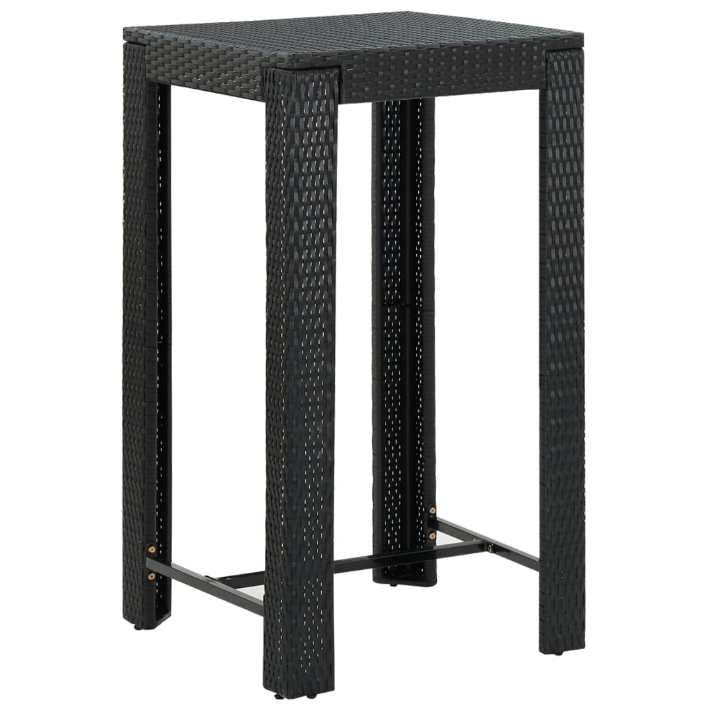3-Delige Tuinbarset Met Kussens Poly Rattan Zwart