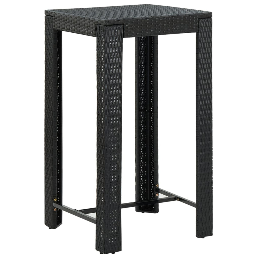 3-Delige Tuinbarset Met Kussens Poly Rattan Zwart
