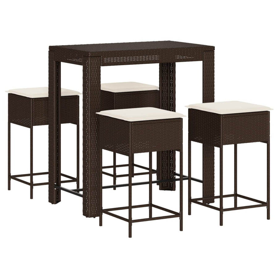 5-Delige Tuinbarset Met Kussens Poly Rattan 4