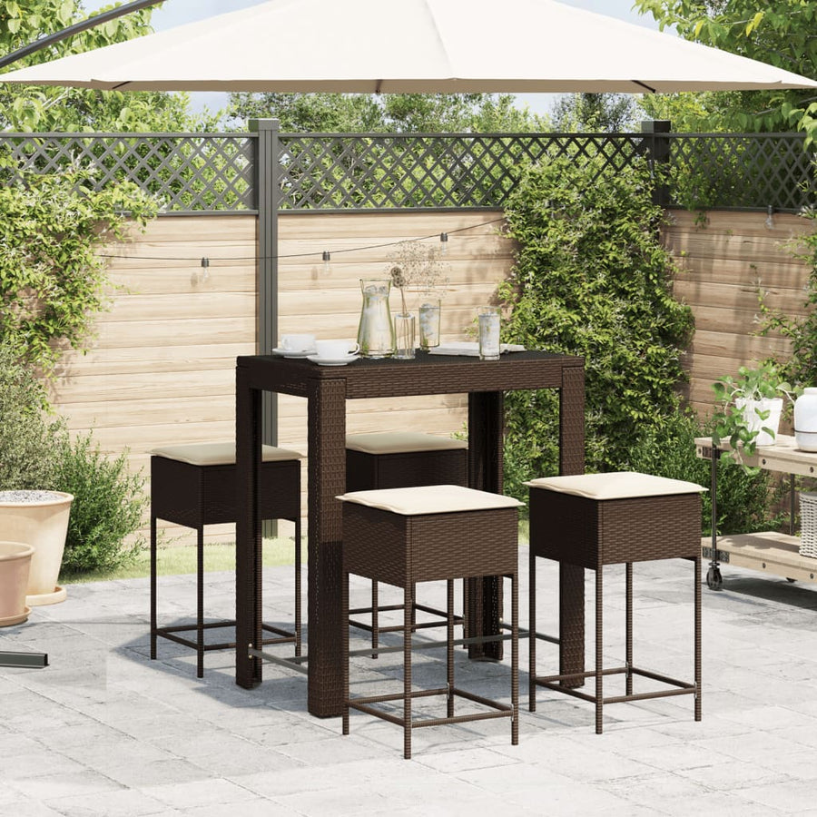 5-Delige Tuinbarset Met Kussens Poly Rattan 4