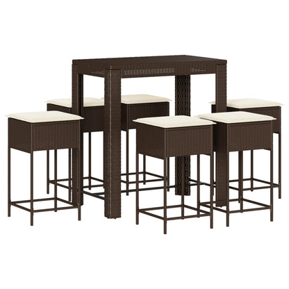 7-Delige Tuinbarset Met Kussens Poly Rattan 6