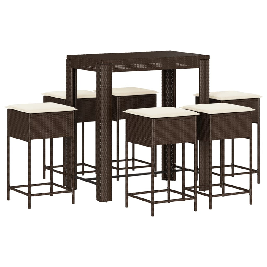 7-Delige Tuinbarset Met Kussens Poly Rattan 6
