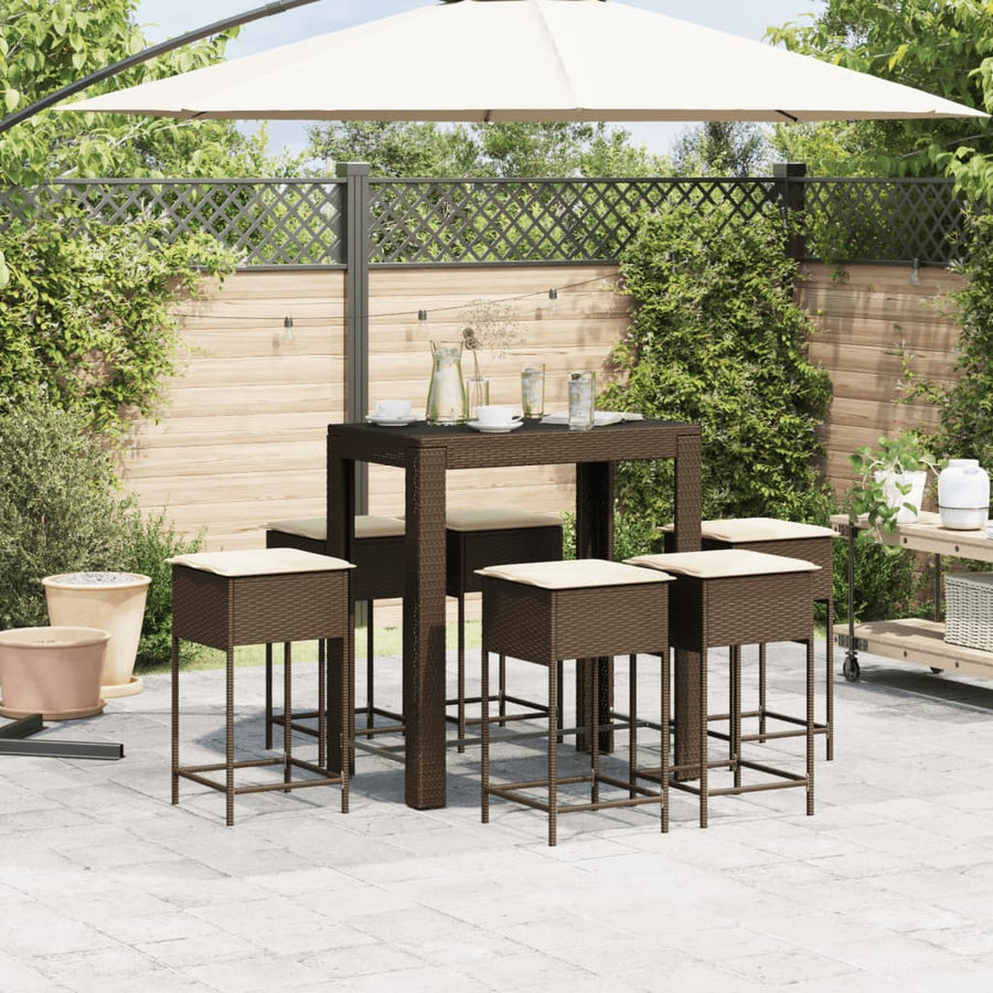 7-Delige Tuinbarset Met Kussens Poly Rattan 6