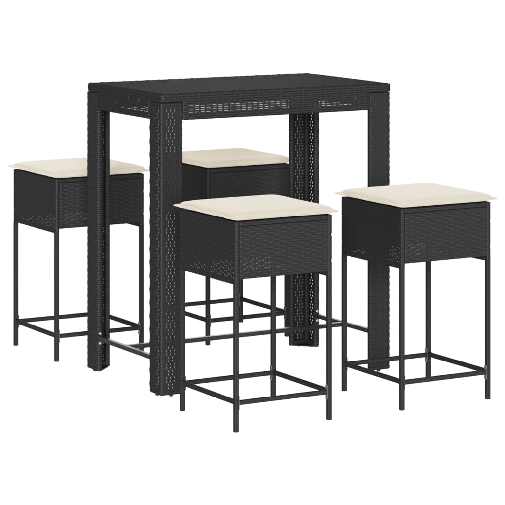 5-Delige Tuinbarset Met Kussens Poly Rattan 4