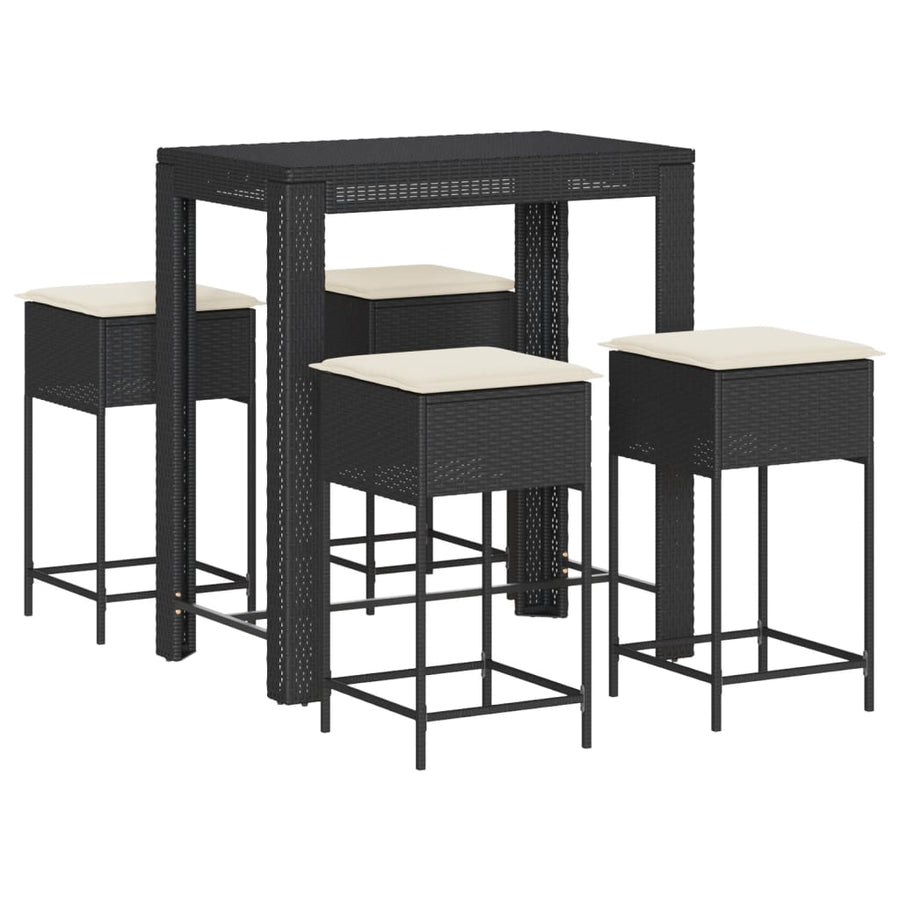 5-Delige Tuinbarset Met Kussens Poly Rattan 4
