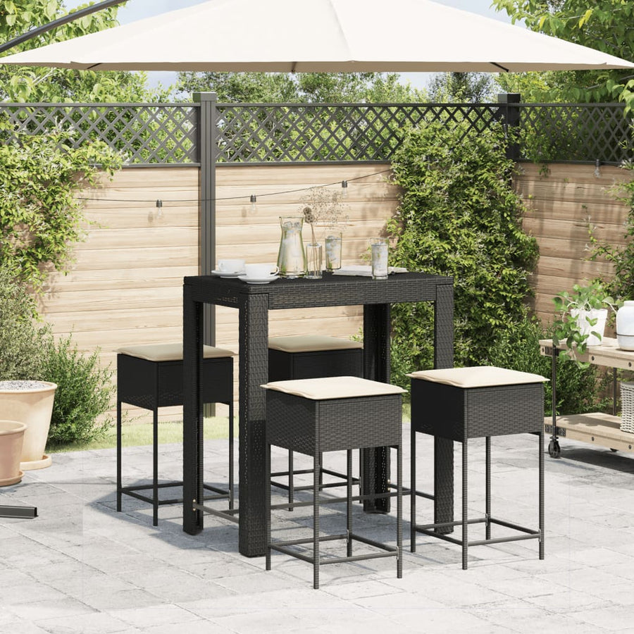 5-Delige Tuinbarset Met Kussens Poly Rattan 4