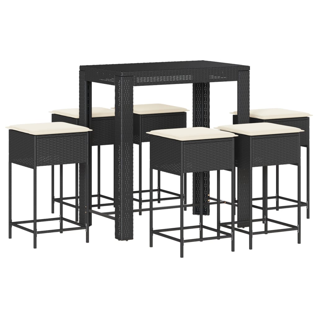 7-Delige Tuinbarset Met Kussens Poly Rattan 6