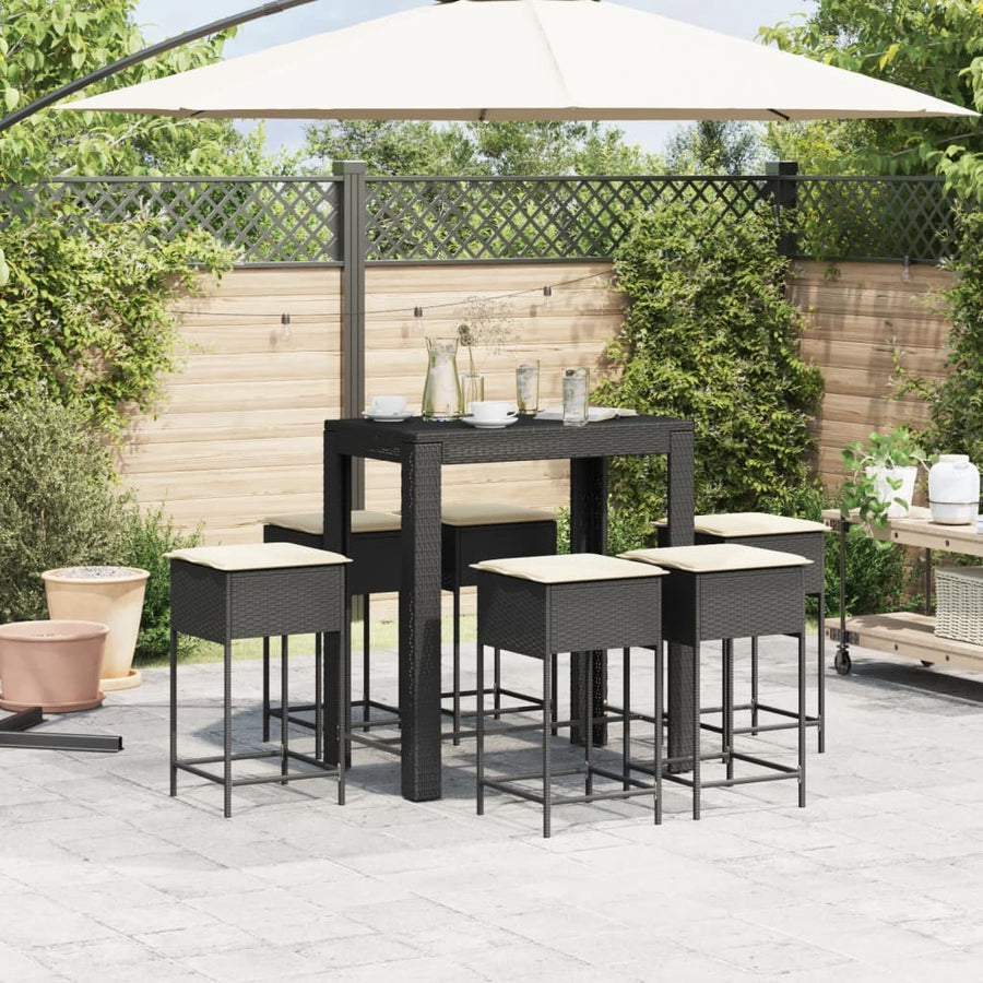 7-Delige Tuinbarset Met Kussens Poly Rattan 6