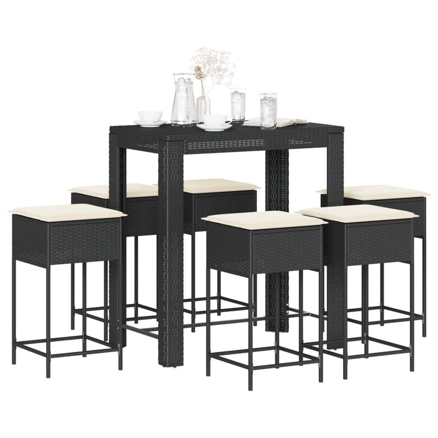 7-Delige Tuinbarset Met Kussens Poly Rattan 6