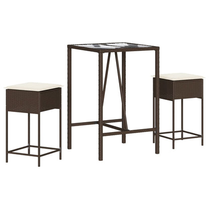 3-Delige Tuinbarset Met Kussens Poly Rattan 2