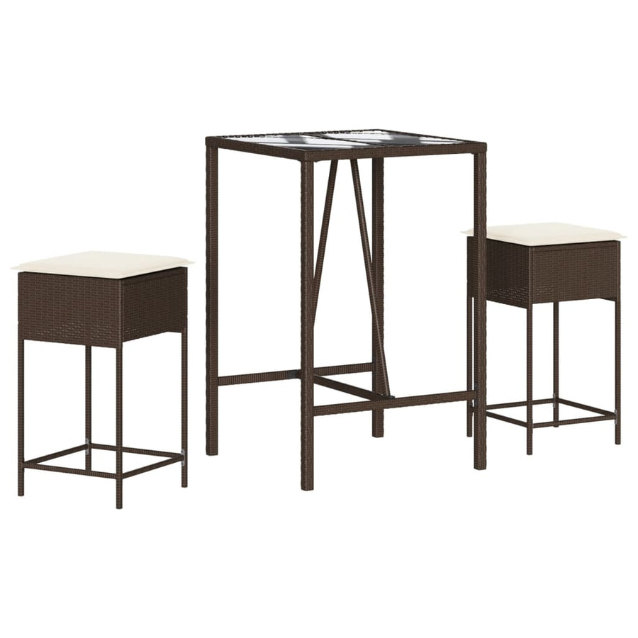 3-Delige Tuinbarset Met Kussens Poly Rattan 2