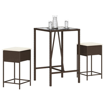 3-Delige Tuinbarset Met Kussens Poly Rattan 2