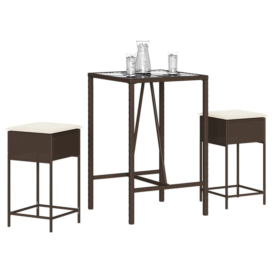 3-Delige Tuinbarset Met Kussens Poly Rattan 2