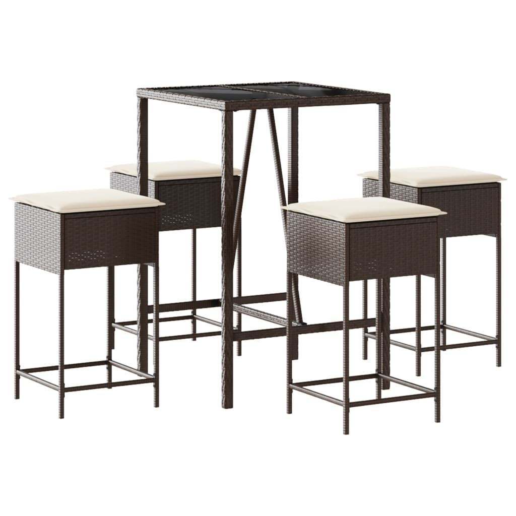 5-Delige Tuinbarset Met Kussens Poly Rattan 4