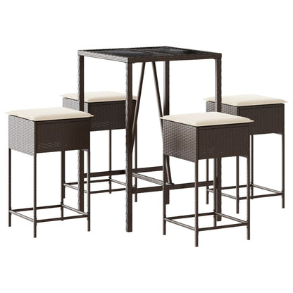 5-Delige Tuinbarset Met Kussens Poly Rattan 4