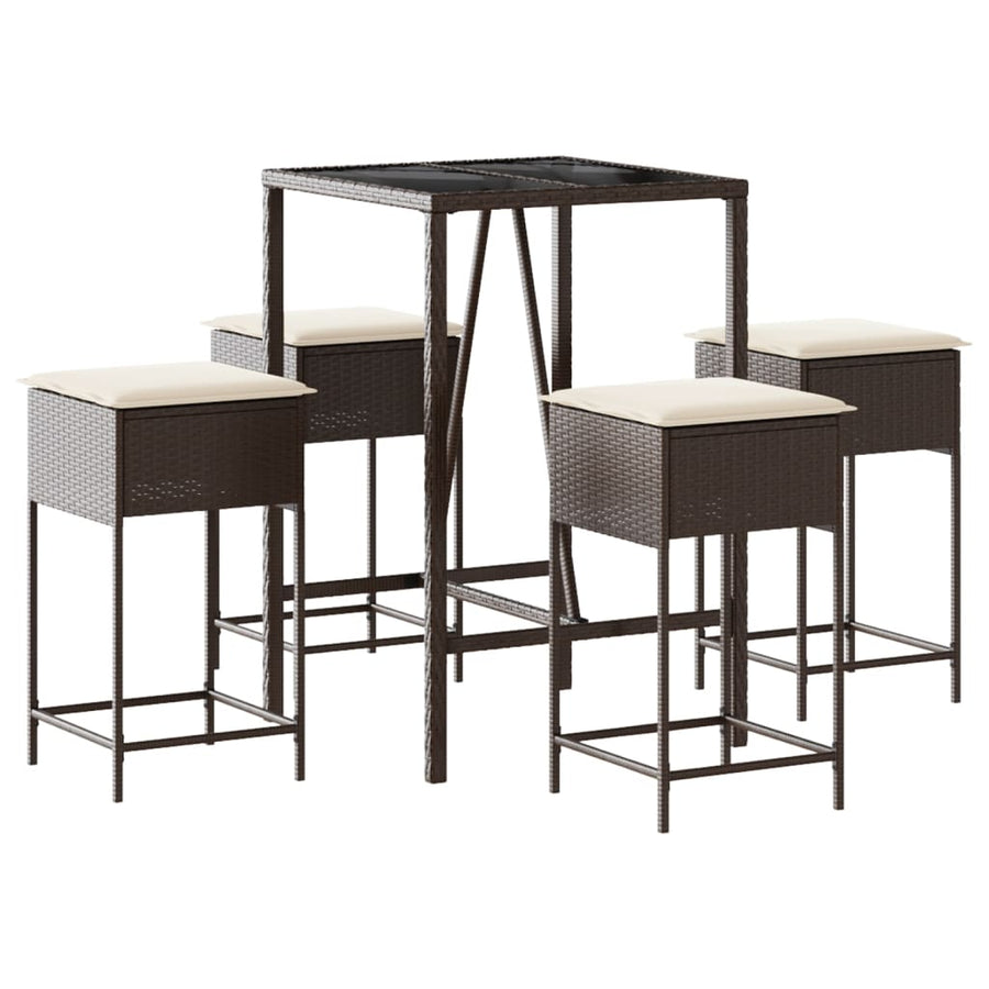 5-Delige Tuinbarset Met Kussens Poly Rattan 4