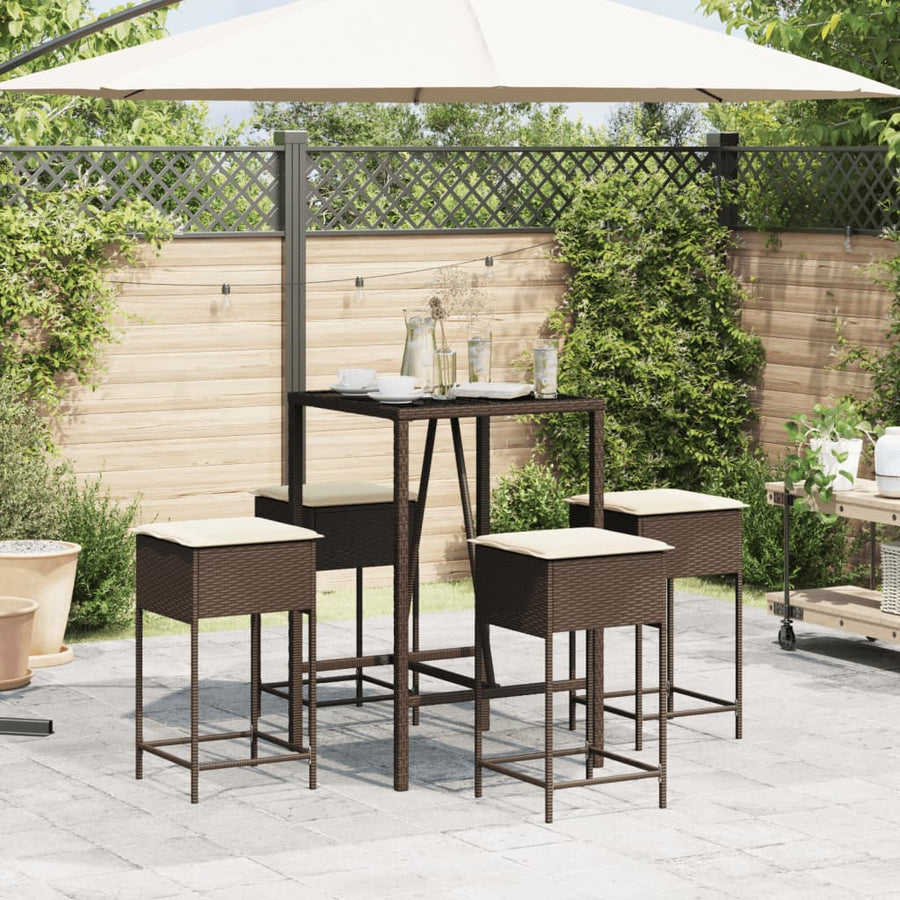5-Delige Tuinbarset Met Kussens Poly Rattan 4