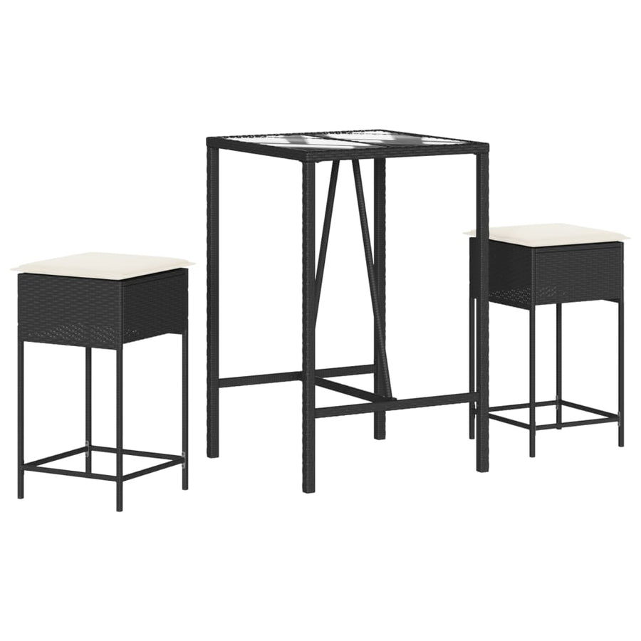 3-Delige Tuinbarset Met Kussens Poly Rattan 2