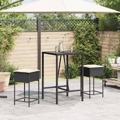 3-Delige Tuinbarset Met Kussens Poly Rattan 2