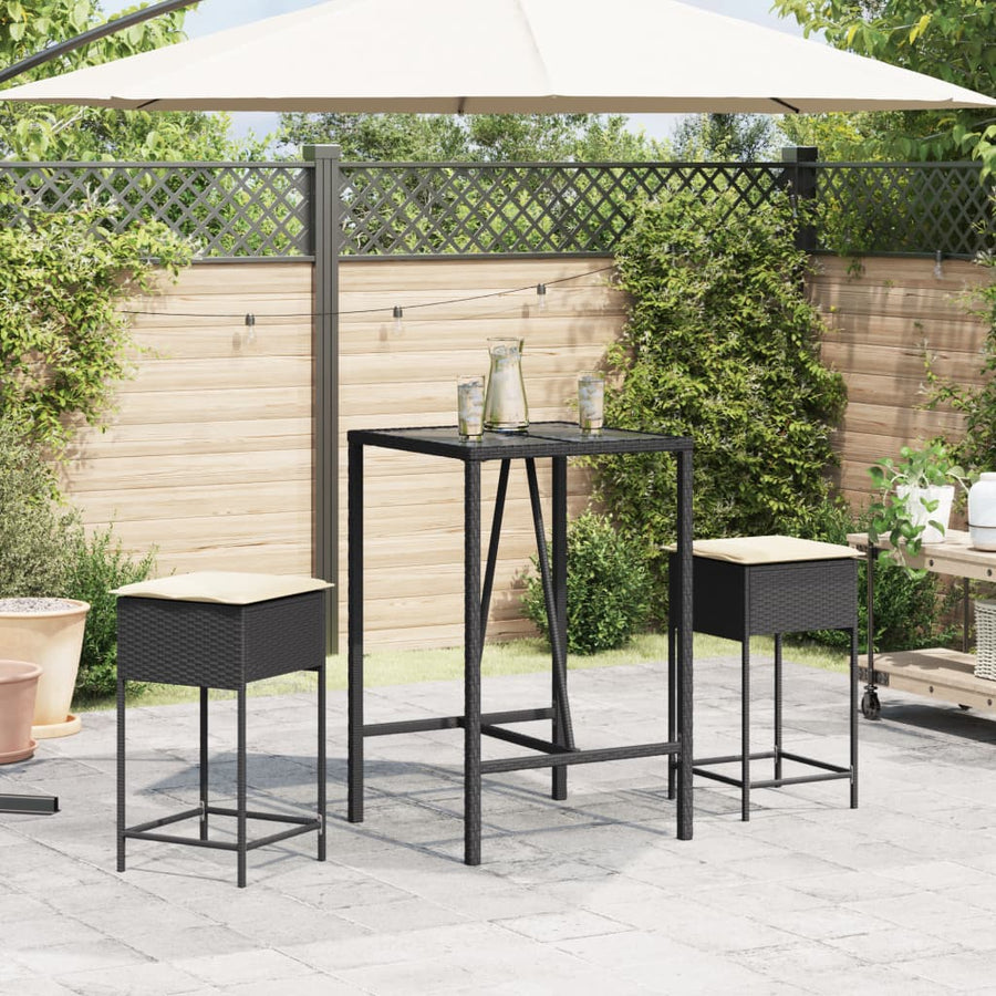 3-Delige Tuinbarset Met Kussens Poly Rattan 2