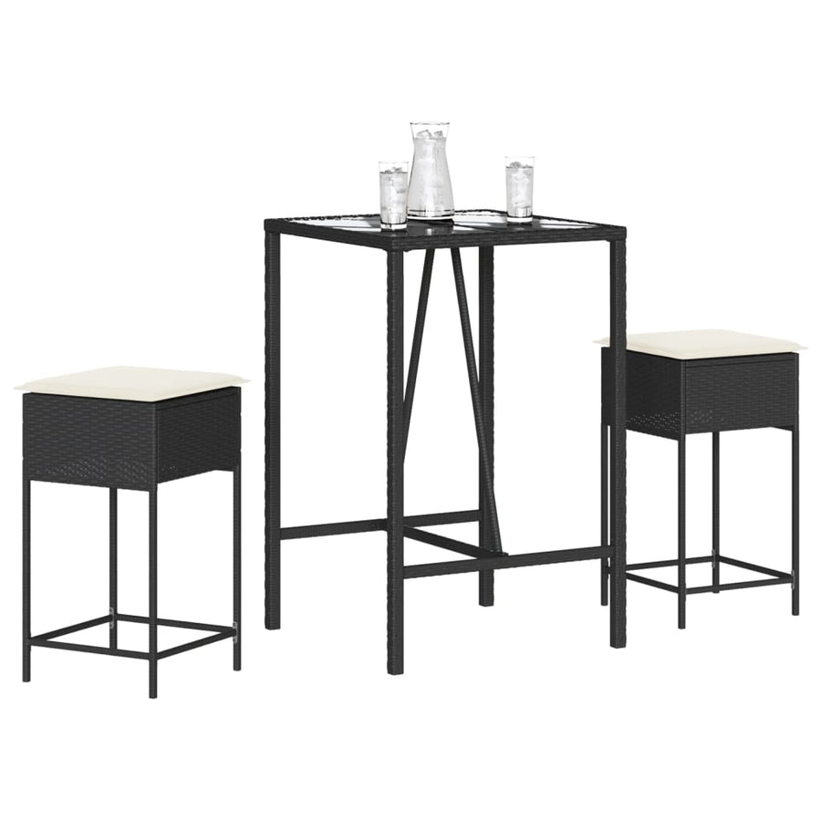 3-Delige Tuinbarset Met Kussens Poly Rattan 2