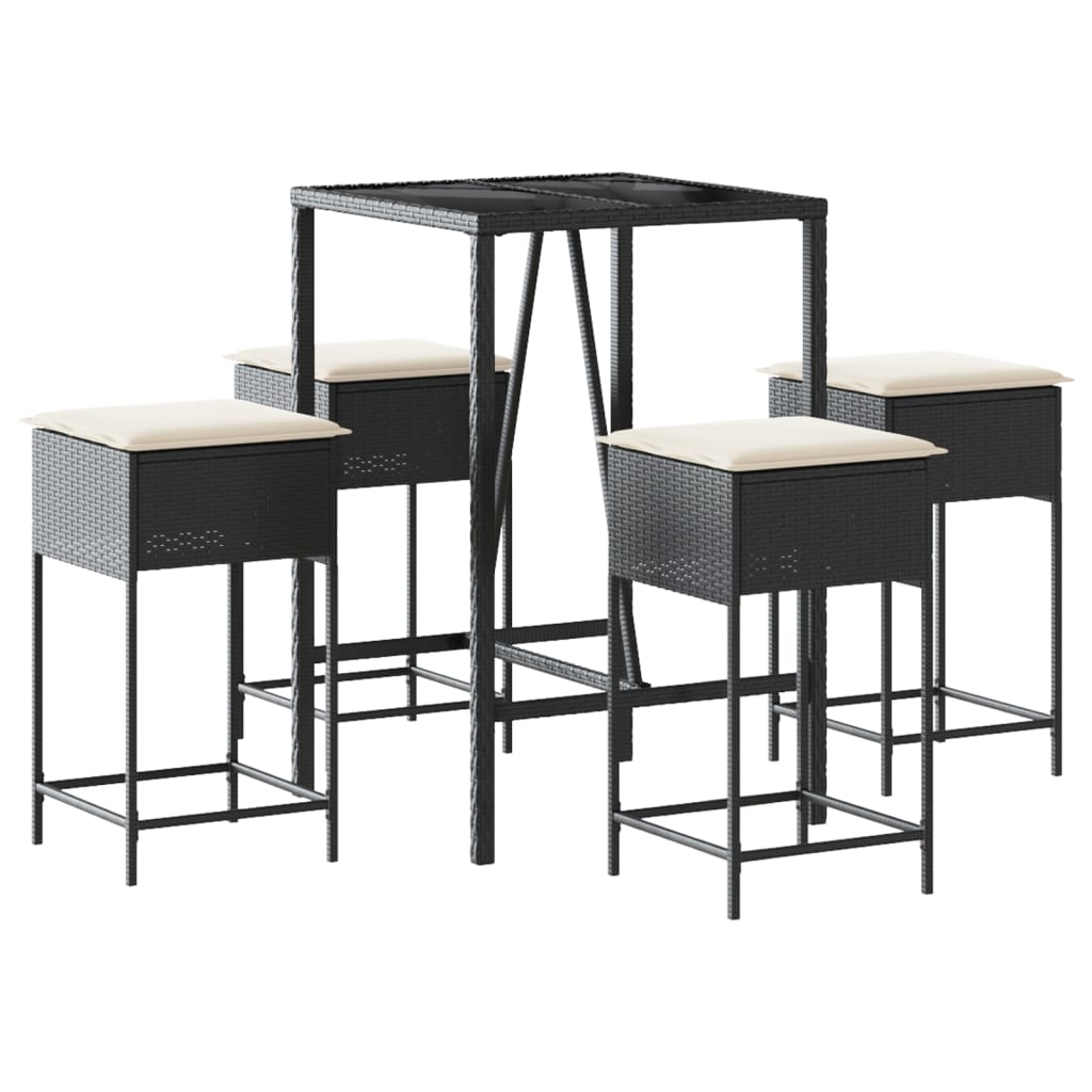 5-Delige Tuinbarset Met Kussens Poly Rattan 4