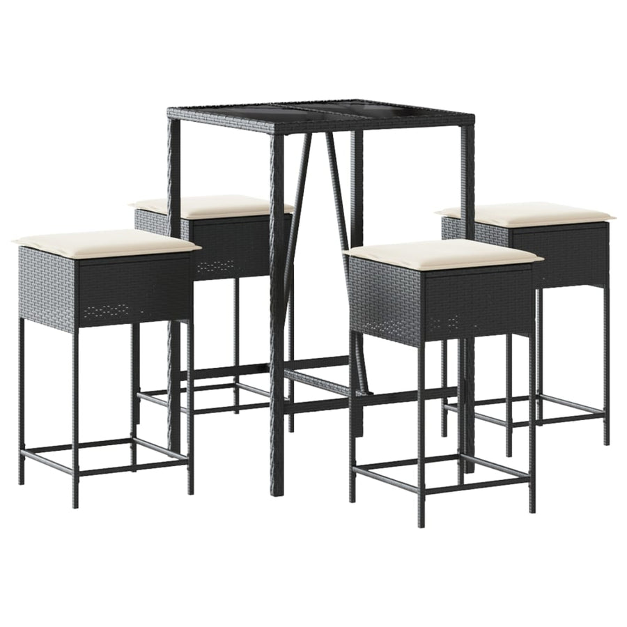 5-Delige Tuinbarset Met Kussens Poly Rattan 4